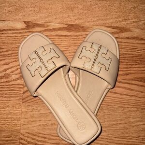 Tory Burch beige/tan Slide Sandals